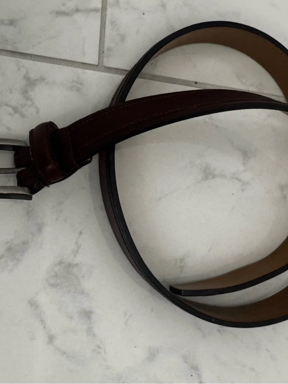 Men's Leather Belt in Dark Brown with Polished Buckle 32/80